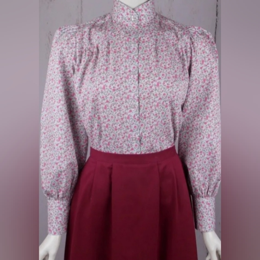 Frontier Classics Floral Pink Blouse White Background